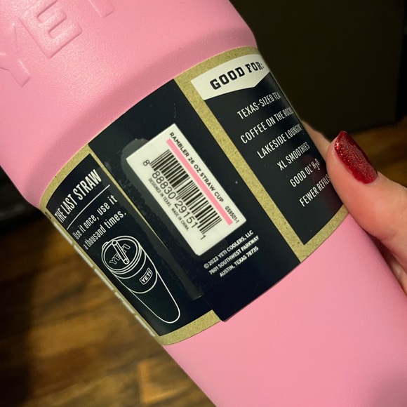 Yeti Pink 26oz Rambler with straw lid - Picture 4 of 7